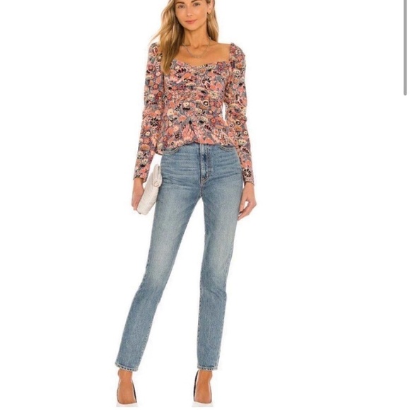 A.L.C Chandler Floral Sweetheart neckline & Puff Sleeve Floral Top 💕 size 2 - Picture 2 of 14